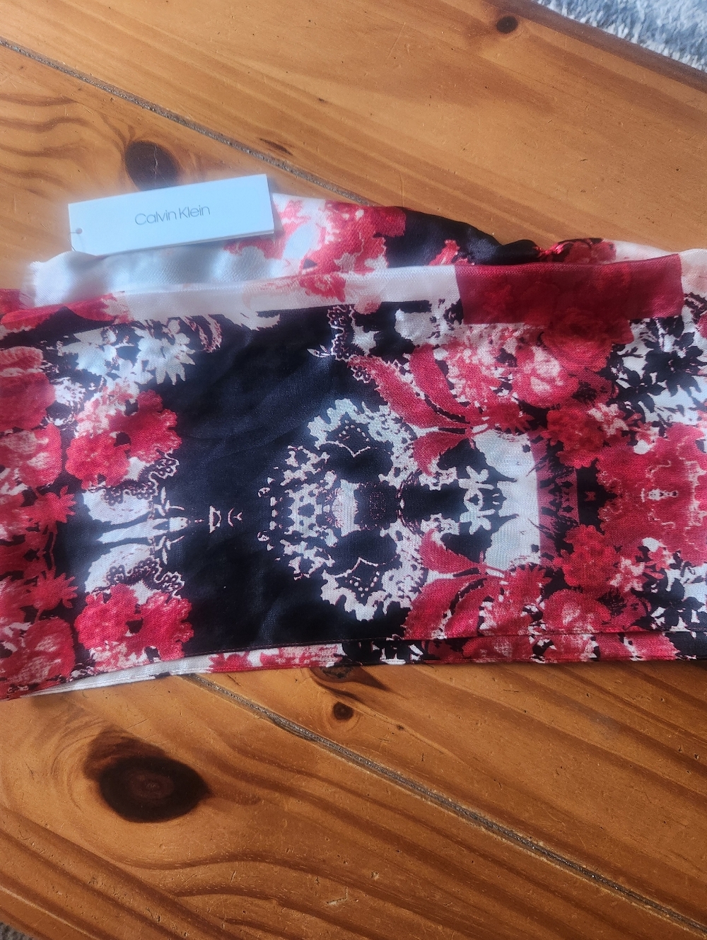 Calvin Klein 100% Silk Floral Scarf Multi Color New With Tags